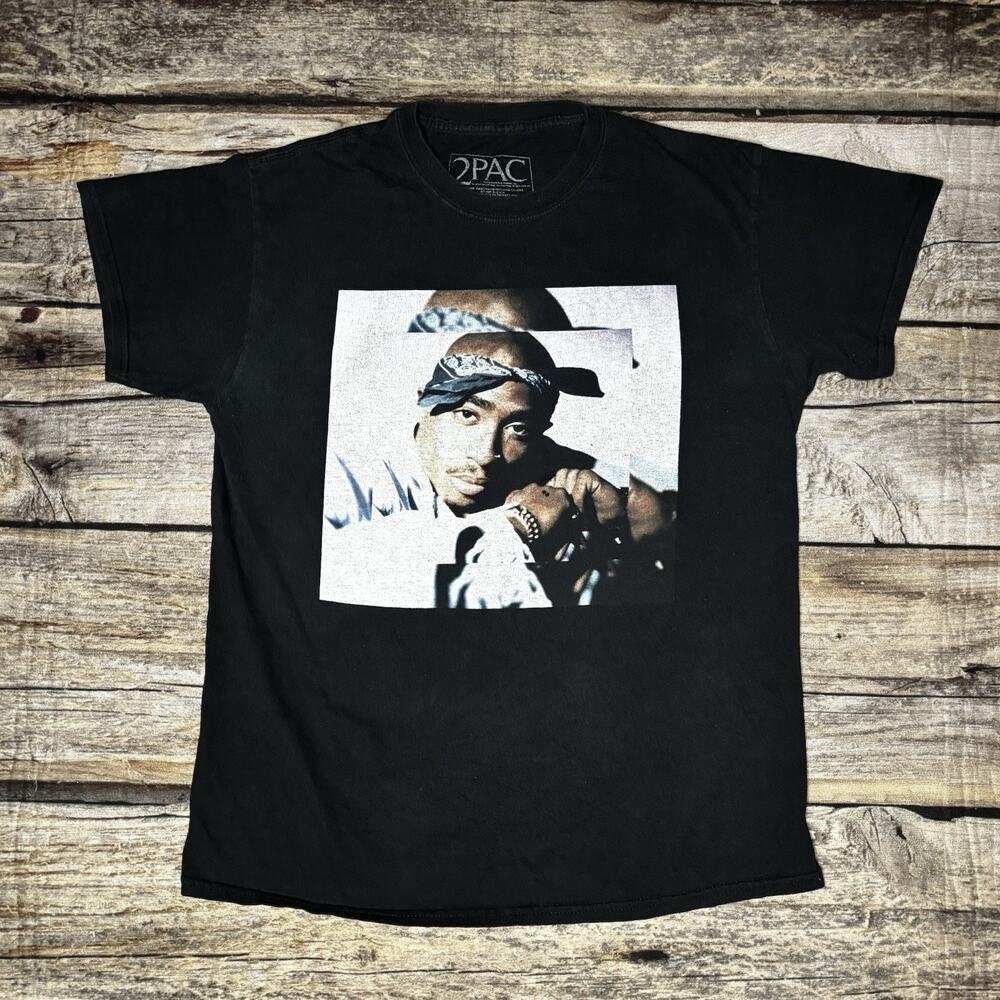 Tupac Blue Bandana "All Eyes On Me" Graphic 2 Pac T Shirt Mens Size Medium